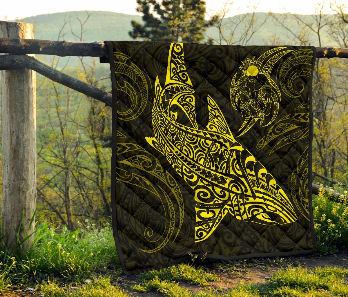 Polynesian Quilt - Polynesian Yellow Shark Warrior Tattoo - Polynesian Pride