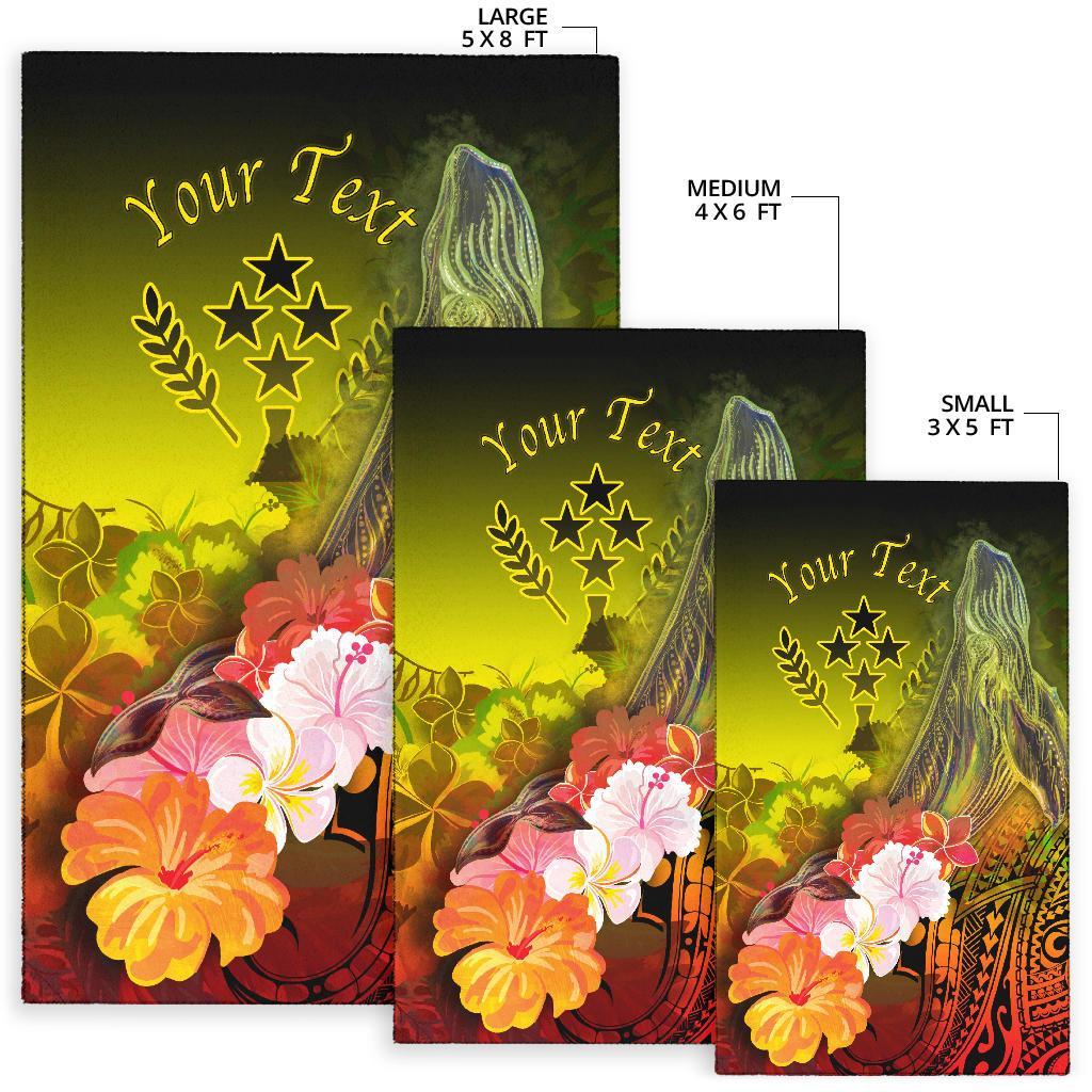 Kosrae Custom Personalised Area Rug - Humpback Whale with Tropical Flowers (Yellow) - Polynesian Pride