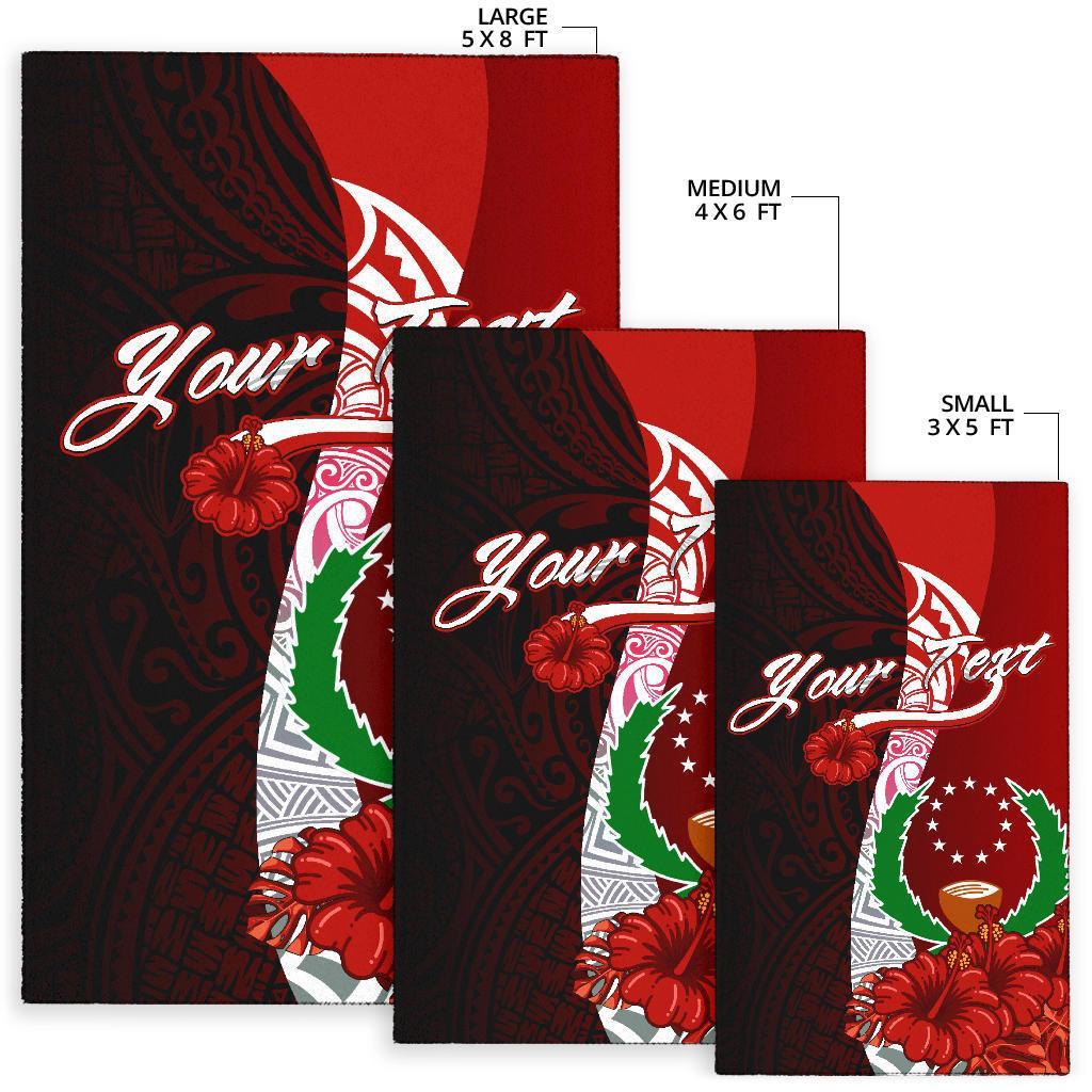 Pohnpei Micronesia Custom Personalised Area Rug - Coat Of Arm With Hibiscus - Polynesian Pride