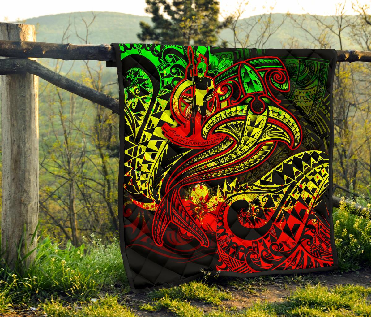 Vanuatu Polynesian Premium Quilt - Reggae Shark Polynesian Tattoo - Polynesian Pride