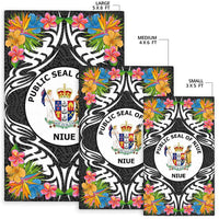 Niue Area Rug - Coat OfArmsWith Tropical Flowers - Polynesian Pride