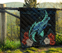 Hawaii Polynesian Honu Sea Hibiscus Premium Quilt - Polynesian Pride