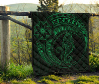 Polynesian Quilt - Polynesian Green Seahorse Tattoo - Polynesian Pride