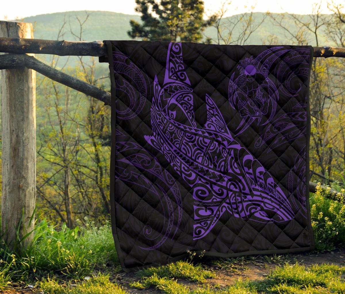 Polynesian Quilt - Polynesian Purple Shark Warrior Tattoo - Polynesian Pride