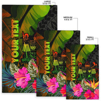 Fiji Polynesian Personalised Area Rug - Hibiscus and Banana Leaves - Polynesian Pride