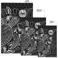 Tahiti Area Rugs Turtle Hibiscus Black - Polynesian Pride