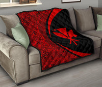 Hawaii Kanaka Polynesian Black And Red Premium Quilt - Circle Style - Polynesian Pride