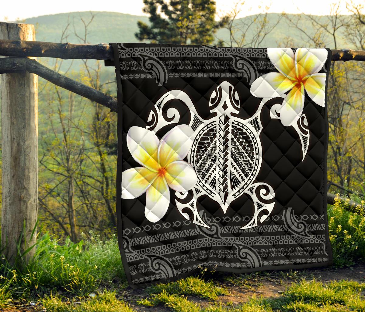 Hawaii Premium Quilt - Turtle Plumeria Flowers Polynesian Pattern - Polynesian Pride