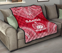 Samoa Premium Quilt - Samoa Coat Of Arms Polynesian Chief Red Version - Polynesian Pride