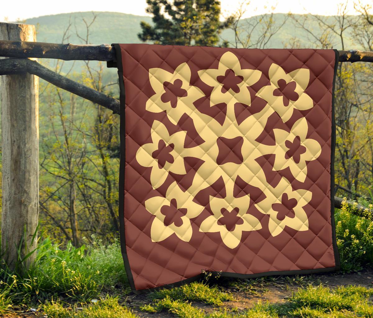 Hawaiian Premium Quilt Royal Pattern - Coral - A1 Style - Polynesian Pride