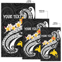 Papua New Guinea Custom Personalised Area Rug - PNG Seal Polynesian Patterns Plumeria (Black) - Polynesian Pride