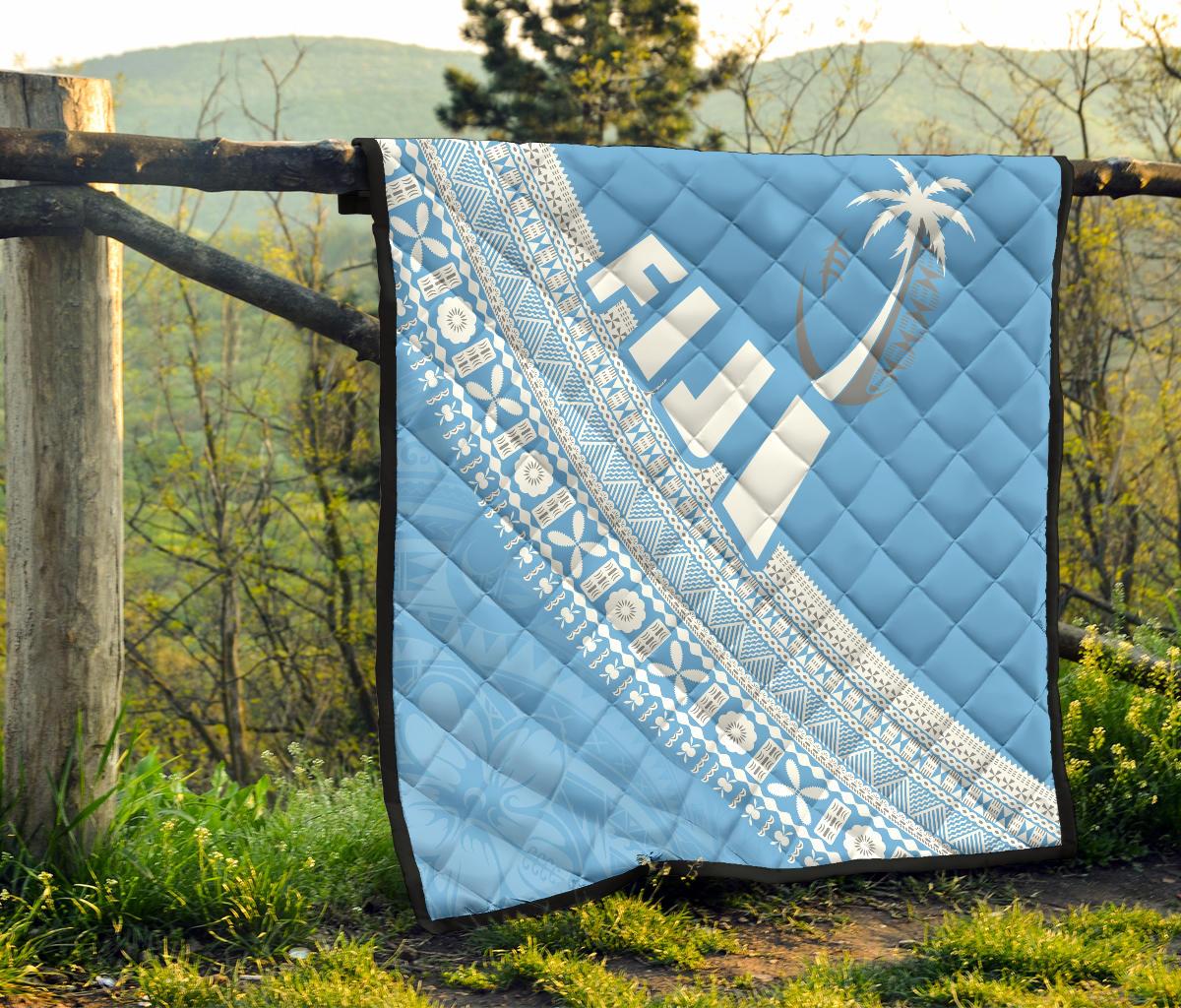 Fiji Tapa Rugby Premium Quilt version Style You Win - Blue - Polynesian Pride