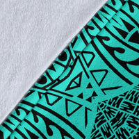 Hawaii Turtle Map Polynesian Premium Blanket - Turquoise - Circle Style - Polynesian Pride