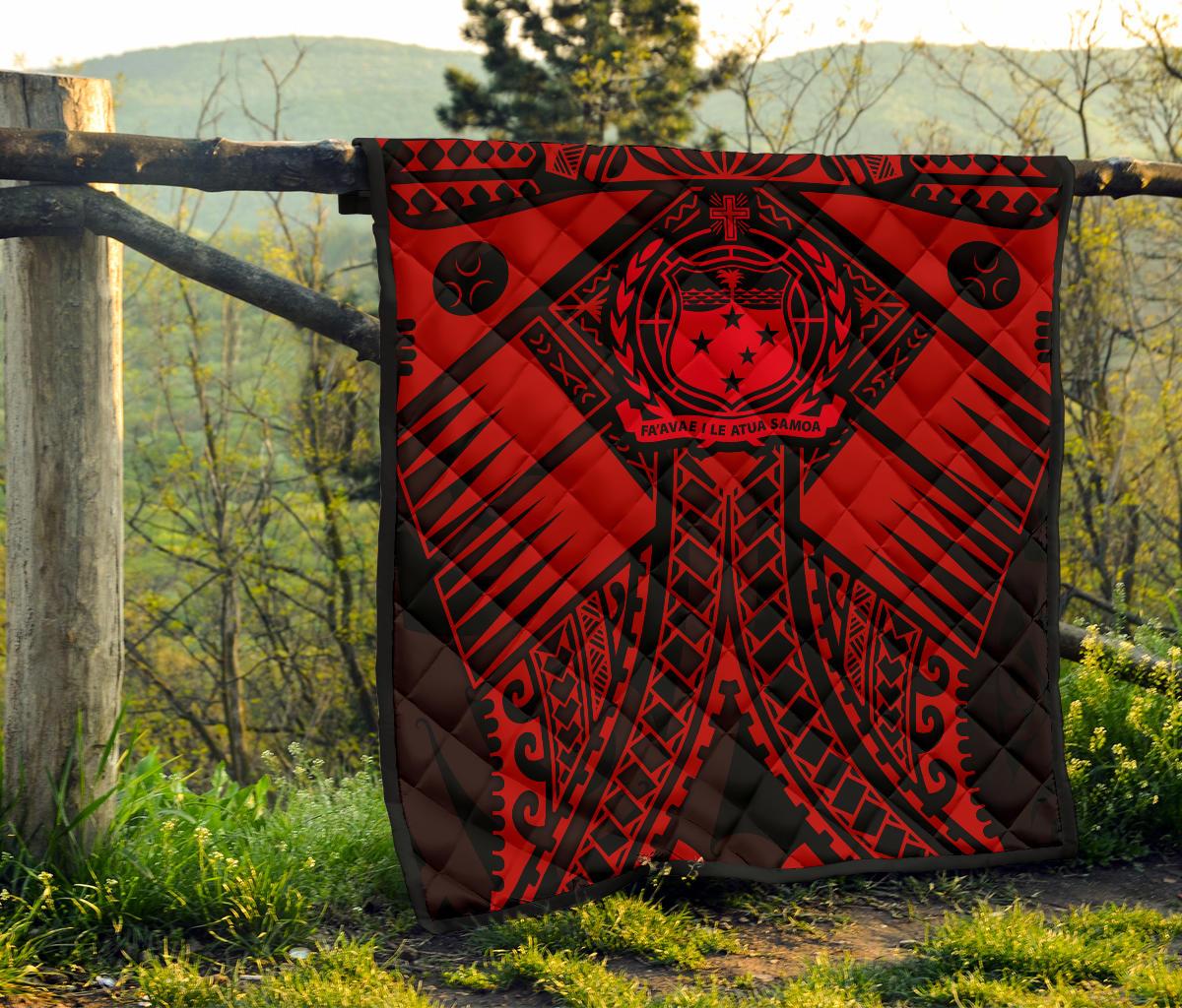Samoa Polynesian Premium Quilt - Samoa Red Seal with Polynesian Tattoo - Polynesian Pride
