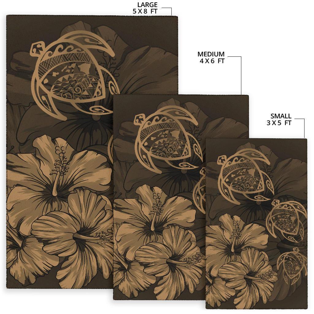 Hawaiian Map Hibiscus Flowers Vintage Polynesian Rug AH - Polynesian Pride