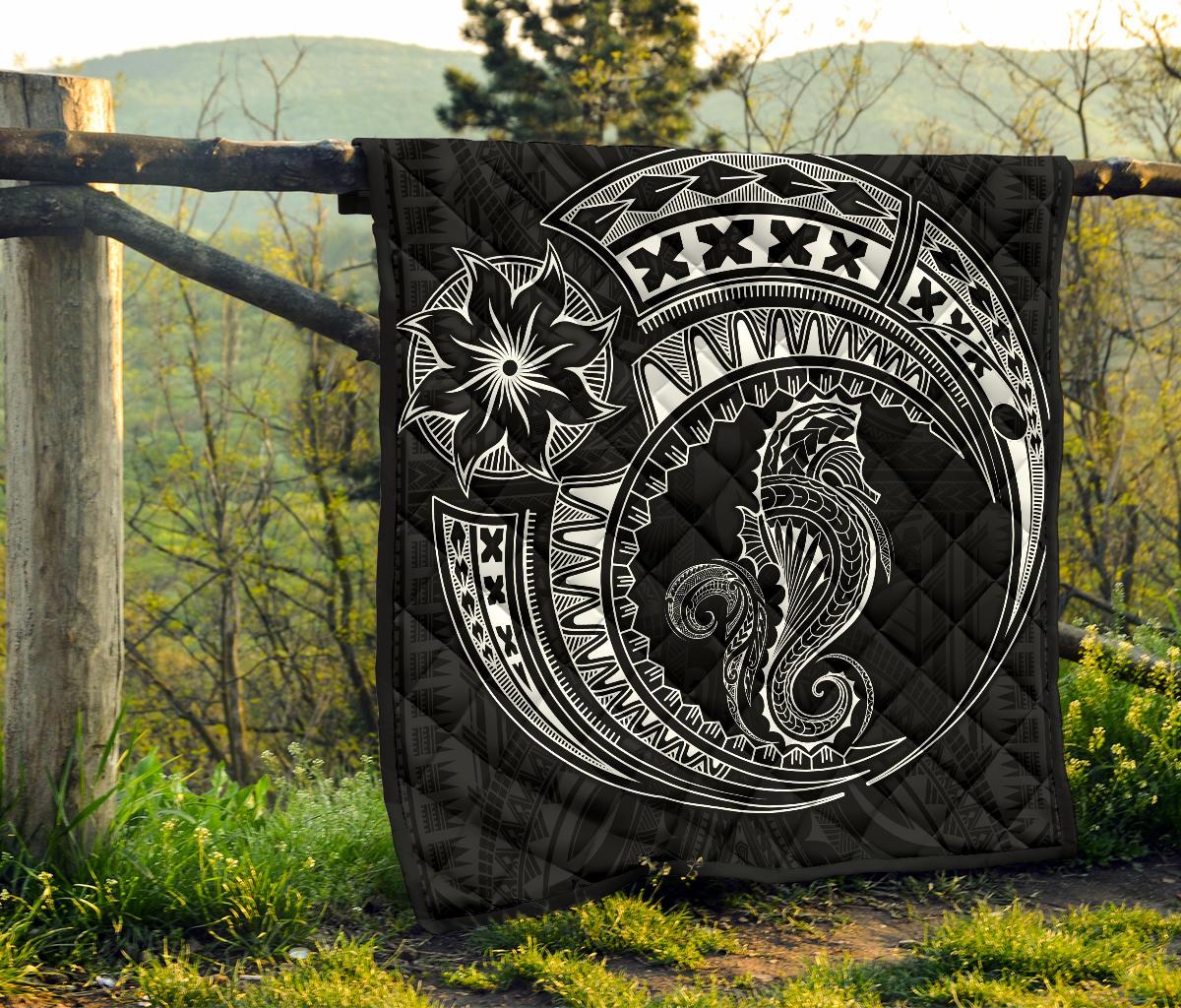 Polynesian Quilt - Polynesian White Seahorse Tattoo - Polynesian Pride