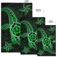 Kanaka Map Hibiscus Plumeria Turtle Art Polynesian Area Rug Green AH - Polynesian Pride
