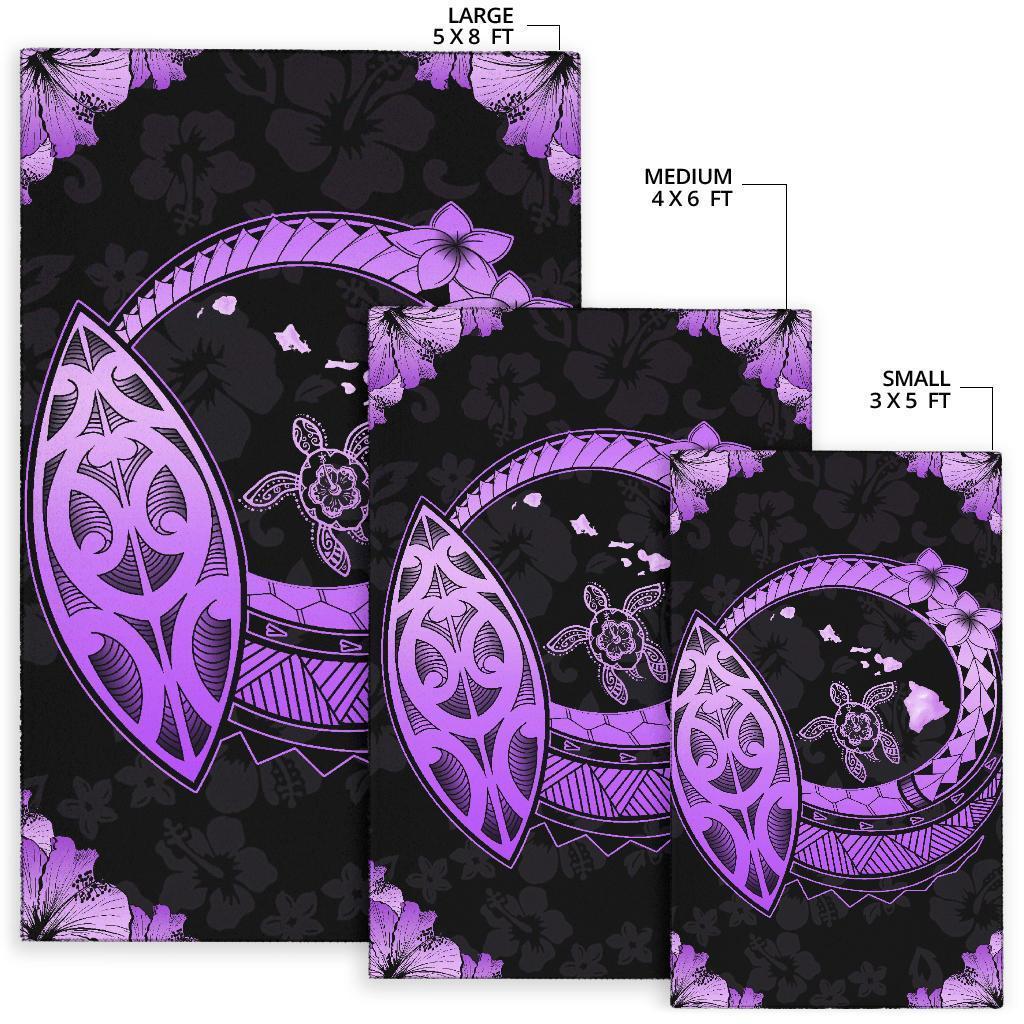 Hawaii Turtle Hibiscus Corner Map Polynesian Area Rug AH - Polynesian Pride