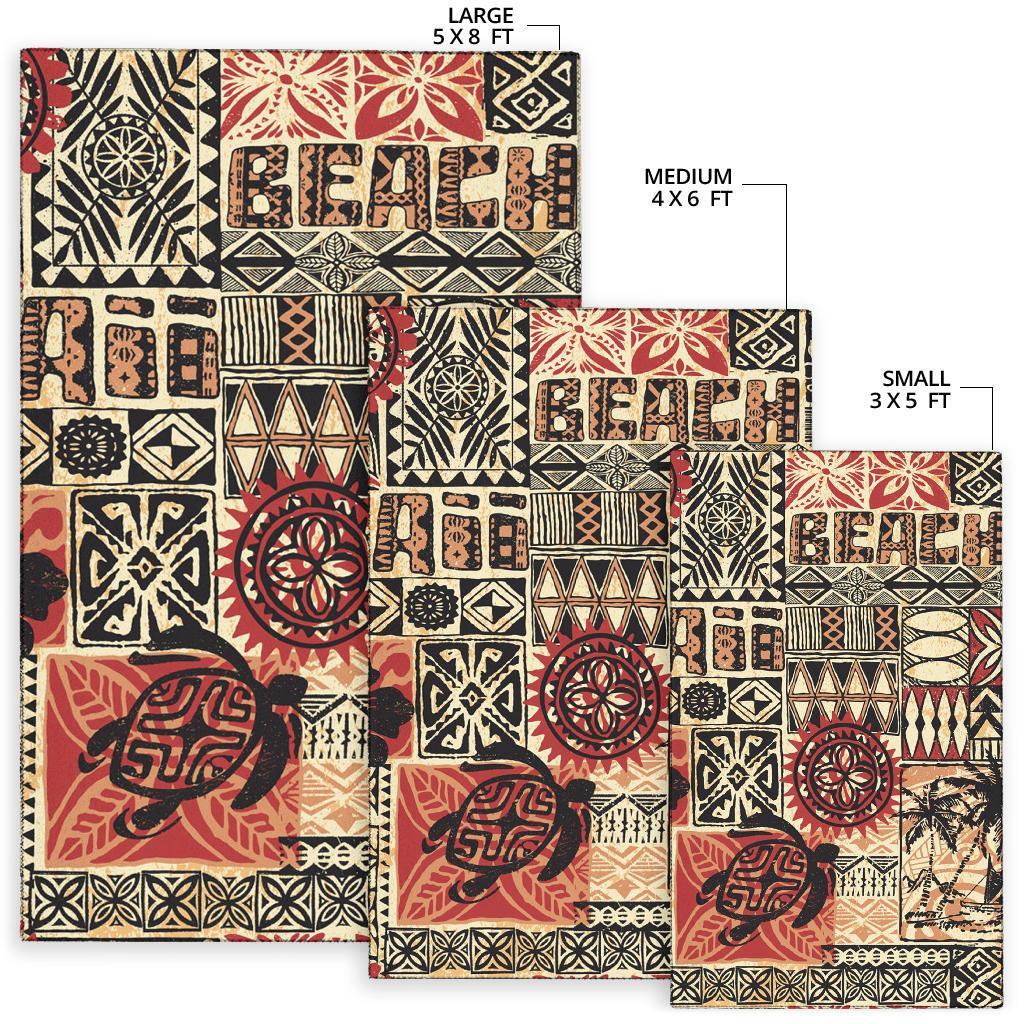 Hawaii Polynesian Area Rug - Hawaiian Style Tribal Fabric Patchwork - Polynesian Pride