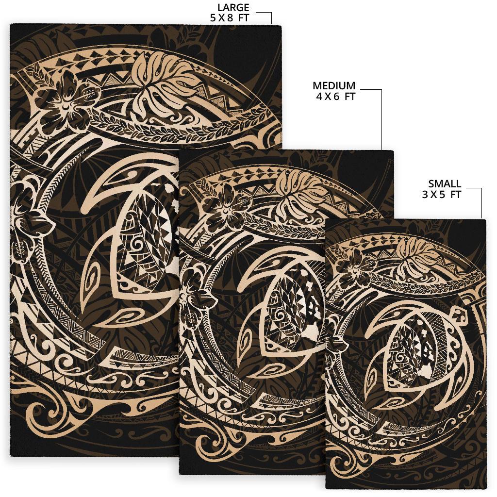 Hawaiian Map Turtle Polynesian Circle Rug AH - Polynesian Pride