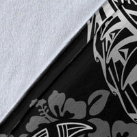 Tahiti Polynesian Premium Blanket - White Turtle Hibiscus Flowing - Polynesian Pride