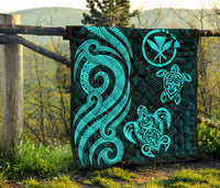 Hawaii Premium Quilt - Turquoise Tentacle Turtle - Polynesian Pride