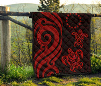 Cook Islands Premium Quilt - Red Tentacle Turtle - Polynesian Pride