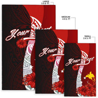 Papua New Guinea Polynesian Custom personalised Area Rug - Coat Of Arm With Hibiscus - Polynesian Pride