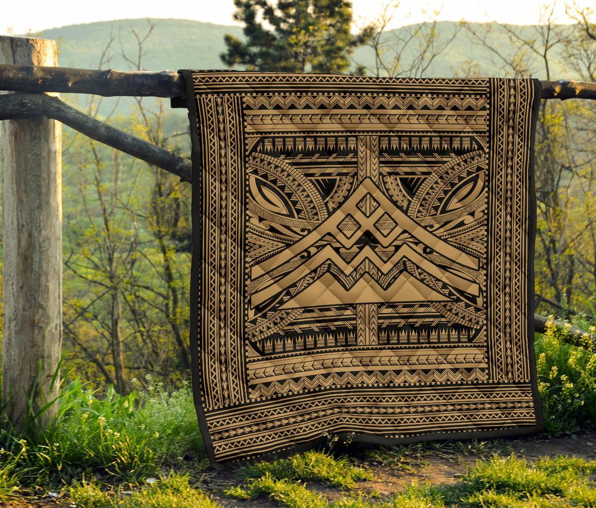 Hawaii Polynesian Mauna Kea Premium Quilt Gold - Polynesian Pride