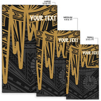 Tahiti Personalised Area Rug - Tahiti Seal In Heartbeat Patterns Style (Gold) - Polynesian Pride