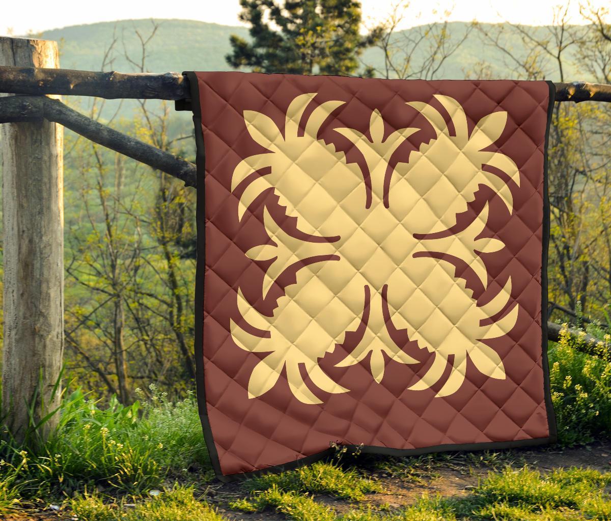 Hawaiian Premium Quilt Royal Pattern - Coral - A2 Style - Polynesian Pride