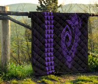 Hawaii Kakau Makau Fish Hook Polynesian Premium Quilt - Purple - Polynesian Pride