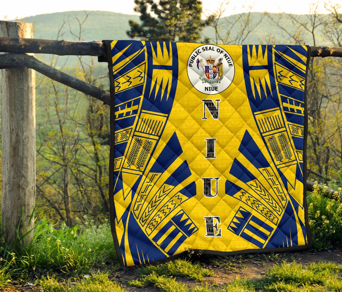 Niue Premium Quilt - Niue Seal Polynesian Dark BLue Tattoo - Polynesian Pride