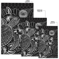 American Samoa Area Rugs Turtle Hibiscus Black - Polynesian Pride