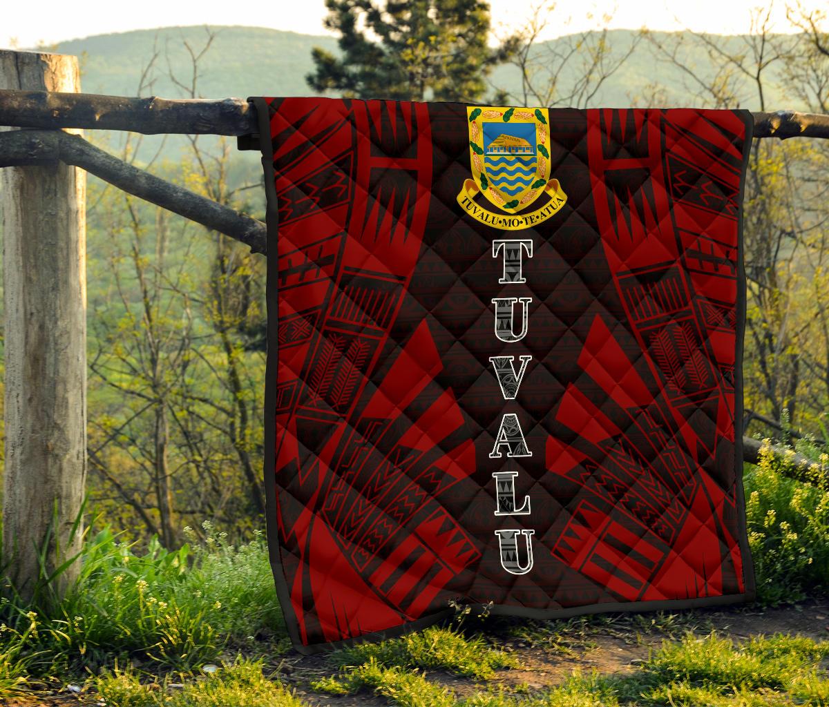 Tuvalu Premium Quilt - Tuvalu Coat Of Arms Polynesian Red Tattoo - Polynesian Pride