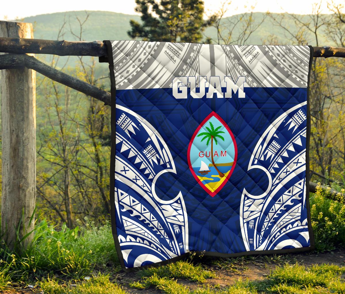 Guam Polynesian Premium Quilt - Pattern With Seal Blue Version - Polynesian Pride
