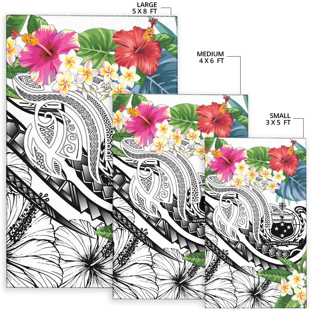 Polynesian Samoa Area Rug - Summer Plumeria (White) - Polynesian Pride