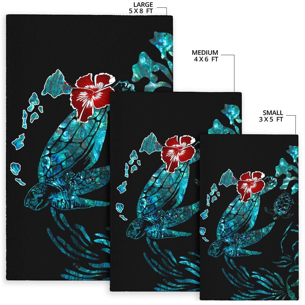 Hawaii Ohana Honu Paua Shell Rug - Polynesian Pride