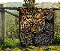 Samoa Polynesian Premium Quilt - Gold Turtle Flowing - Polynesian Pride