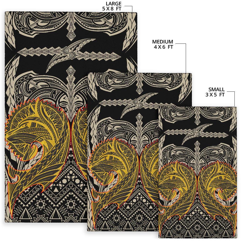 Polynesian Area Rug - Polynesian Maori Tattoo Wolf - Polynesian Pride