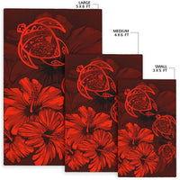 Hawaiian Map Hibiscus Flowers Vintage Polynesian Rug AH - Polynesian Pride