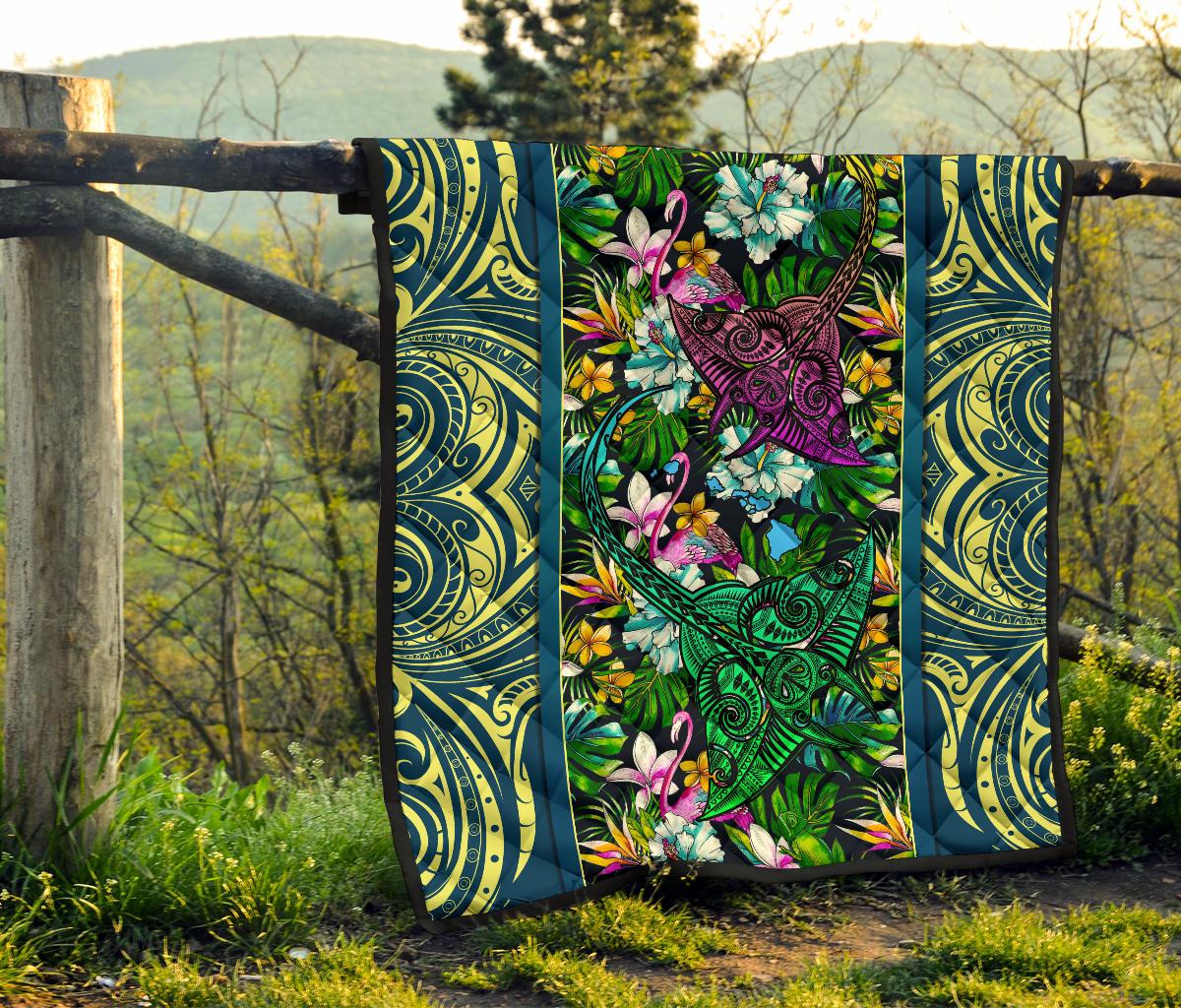 Hawaii Manta Ray Tropical Polynesian Premium Quilt - Pure Style - Polynesian Pride