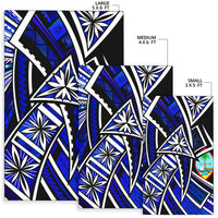 Guam Area Rug - Tribal Flower Special Pattern Blue Color - Polynesian Pride