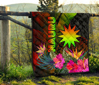 Nauru Polynesian Premium Quilt - Hibiscus and Banana Leaves - Polynesian Pride