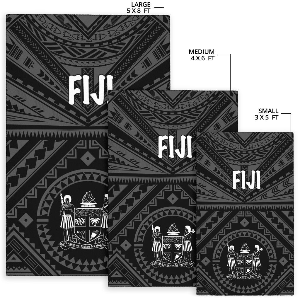 Fiji Area Rug - Fiji Seal With Polynesian Tattoo Style (Black) - Polynesian Pride
