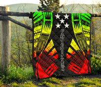 Gambier Islands Premium Quilt - Gambier Islands Flag Polynesian Reggae Tattoo - Polynesian Pride