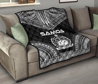 Samoa Premium Quilt - Samoa Coat Of Arms Polynesian Chief Black Version - Polynesian Pride