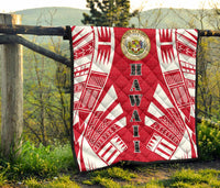 Hawaii Premium Quilt - Hawaii Seal Polynesian White Tattoo (Red) - Polynesian Pride