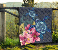 Hawaii Turtle Hibiscus Premium Quilt - LH Style - Polynesian Pride