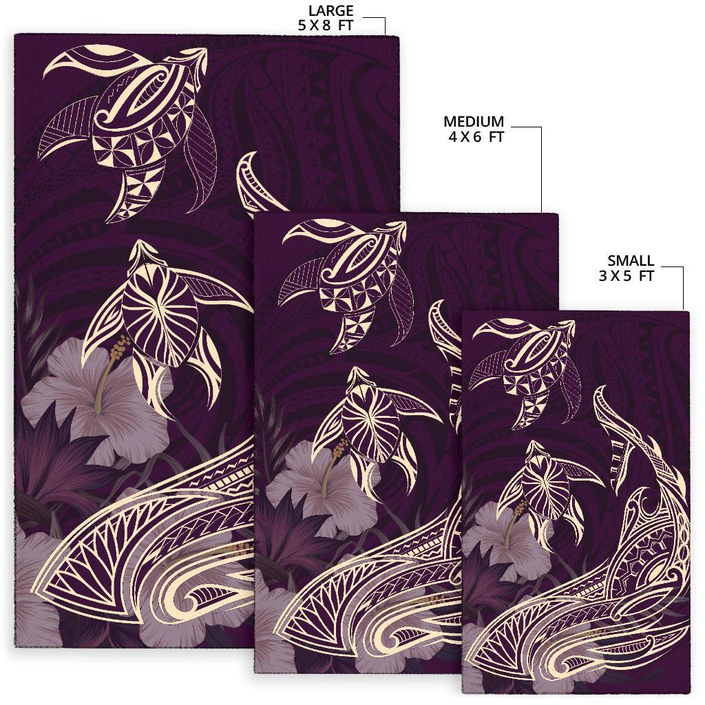 Hawaii Tropical Hibiscus Aumakua Rug - Lucas Style - Purple Rug - Polynesian Pride